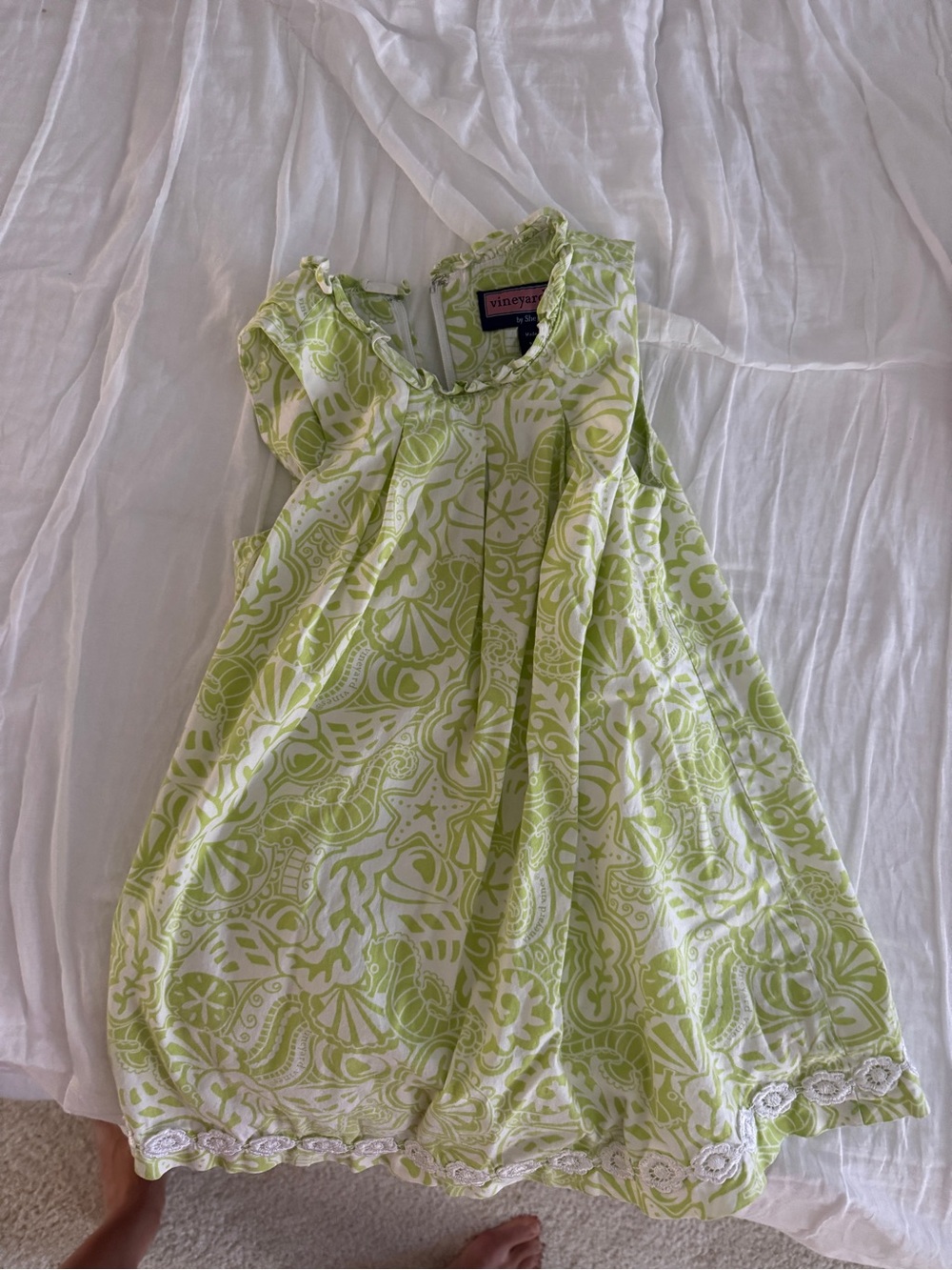 Vineyard Vines Lime Green and White Girls' Sleeveless Nightgown